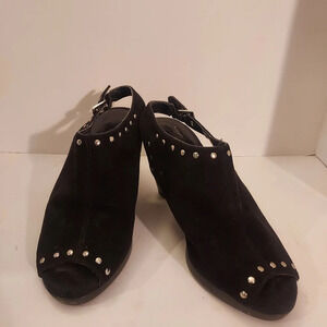 Aerosoles Heelrest Black Suede Haven Peep Toe Slingback Heels in Size 7 M